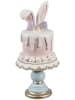 Clayre & Eef Decoratief object "Konijntje" wit/lichtroze/mintgroen - (H)20 x Ø 9 cm