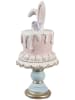 Clayre & Eef Decoratief object "Konijntje" wit/lichtroze/mintgroen - (H)20 x Ø 9 cm