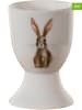 Clayre & Eef 2-delige set: eierdoppen wit/lichtbruin - (H)6 x Ø 4 cm