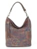 Mia Tomazzi Leder-Schultertasche "Benaco" in Taupe - (B)28 x (H)31 x (T)15 cm