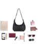 Mia Tomazzi Leder-Schultertasche "Ermanno" in Schwarz - (B)31 x (H)19 x (T)12 cm