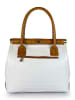 ORE10 Leder-Henkeltasche "Roser" in Weiß/ Hellbraun - (B)24 x (H)27 x (T)17 cm