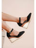 Foreverfolie Keilsandalen in Schwarz/ Beige