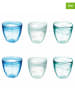 Villa d´Este 6er-Set: Gläser "Alabastro" in Blau/ Weiß/ Grün - 280 ml