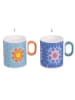 Villa d´Este 2-delige set: mokken blauw/turquoise/oranje - 350 ml