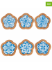 Villa d´Este 6-delige onderzetterset "Aquazul" blauw/lichtbruin - Ø 7,5 cm