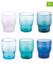 Villa d´Este 6-delige set: waterglazen "Unico" transparant/blauw - 325 ml