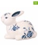 Villa d´Este 2-delige set: decoratieve objecten "Easter Rabbit" wit/donkerblauw - (H)13,9 cm