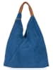Anna Morellini Skórzany shopper bag "Eleonora" w kolorze niebieskim - 40 x 31 x 2 cm