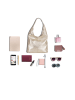Lucca Baldi Leren schoudertas "Barga" goudkleurig - (B)33 x (H)32 x (D)16 cm