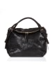 Lucca Baldi Leren schoudertas "Cortona" zwart - (B)40 x (H)36 x (D)16 cm