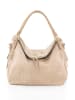 Lucca Baldi Leder-Schultertasche "Cortona" in Beige - (B)40 x (H)36 x (T)16 cm