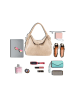 Lucca Baldi Leren schoudertas "Cortona" beige - (B)40 x (H)36 x (D)16 cm