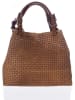 Lucca Baldi Leren handtas "Fosdinovo" lichtbruin - (B)37 x (H)45 x (D)15 cm