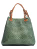 Lucca Baldi Skórzany shopper bag "Fosdinovo" w kolorze zielonym - 37 x 45 x 15 cm