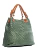 Lucca Baldi Skórzany shopper bag "Fosdinovo" w kolorze zielonym - 37 x 45 x 15 cm