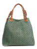 Lucca Baldi Skórzany shopper bag "Fosdinovo" w kolorze zielonym - 37 x 45 x 15 cm