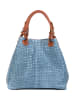 Lucca Baldi Leder-Shopper "Fosdinovo" in Hellblau - (B)37 x (H)45 x (T)15 cm