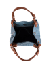 Lucca Baldi Leren shopper "Fosdinovo" lichtblauw - (B)37 x (H)45 x (D)15 cm