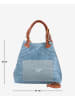 Lucca Baldi Leren shopper "Fosdinovo" lichtblauw - (B)37 x (H)45 x (D)15 cm