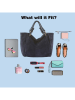 Lucca Baldi Leder-Shopper "Gimignano" in Dunkelblau - (B)45 x (H)50 x (T)20 cm