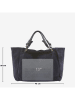 Lucca Baldi Leder-Shopper "Gimignano" in Dunkelblau - (B)45 x (H)50 x (T)20 cm