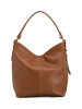 Lucca Baldi Leder-Schultertasche "Carrara" in Hellbraun - (B)36 x (H)28 x (T)12 cm