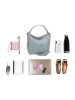 Lucca Baldi Leder-Schultertasche "Carrara" in Hellblau - (B)36 x (H)28 x (T)12 cm