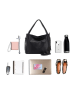 Lucca Baldi Leder-Schultertasche "Fiesole" in Schwarz - (B)34 x (H)29 x (T)15 cm