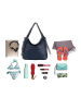 Lucca Baldi Leder-Schultertasche "Fiesole" in Dunkelblau - (B)34 x (H)29 x (T)15 cm