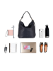 Lucca Baldi Leder-Schultertasche "Bolzano" in Dunkelblau - (B)40 x (H)45 x (T)15 cm