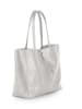 Lucca Baldi Leder-Schultertasche "Spoleto" in Silber - (B)34 x (H)28 x (T)14 cm