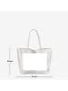 Lucca Baldi Leder-Schultertasche "Spoleto" in Silber - (B)34 x (H)28 x (T)14 cm