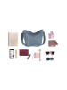 Lucca Baldi Leder-Schultertasche "Trapani" in Hellblau - (B)33 x (H)25 x (T)14 cm