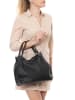 Lucca Baldi Leren handtas "Viareggio" zwart - (B)33 x (H)28 x (D)16 cm