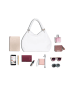 Lucca Baldi Leder-Henkeltasche "Viareggio" in Weiß - (B)33 x (H)28 x (T)16 cm