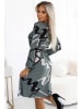 numoco Kleid in Grau/ Weiß/ Schwarz