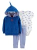 carter's 3-delige outfit blauw/lichtblauw/wit