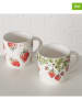 Boltze 2er-Set: Jumbotassen "Strawberry" in Grün - 450 ml