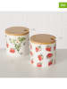 Boltze 2er-Set: Marmeladendosen "Strawberry" in Rot/ Grün - (H)8 x Ø 7,5 cm