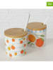 Boltze 2er-Set: Marmeladendosen "Fruits" in Orange/ Gelb - (H)8,5 x Ø 9 cm