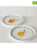 Boltze 2er-Set: Frühstücksteller "Fruits" in Gelb/ Orange/ Blau - Ø 20,5 cm