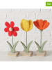 Boltze 3-delige set: deco-objecten "Farina" geel/oranje - (H)22 cm