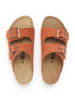 billowy Leder-Pantoletten in Orange