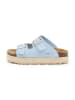 billowy Leder-Pantoletten in Hellblau