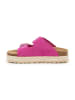 billowy Leder-Pantoletten in Pink