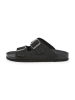 billowy Leder-Pantoletten in Schwarz