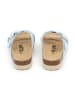 billowy Leren slippers lichtblauw