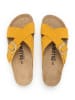 billowy Leren slippers geel