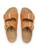 billowy Leder-Pantoletten in Orange